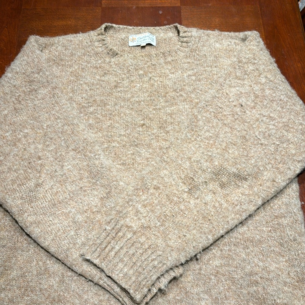 Beige, Large, Men’s Shetland Sweater